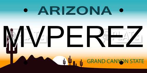 MVPEREZ Arizona License Plate
