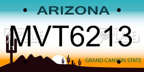 MVT6213 Arizona License Plate