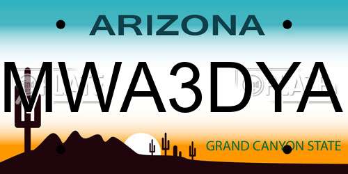 MWA3DYA Arizona License Plate