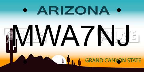 MWA7NJ Arizona License Plate