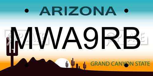 MWA9RB Arizona License Plate