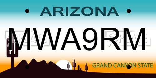 MWA9RM Arizona License Plate