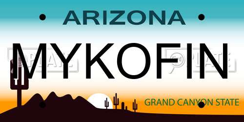 MYKOFIN Arizona License Plate