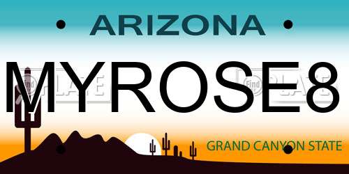 MYROSE8 Arizona License Plate