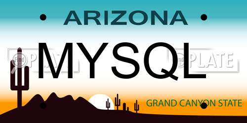 MYSQL Arizona License Plate