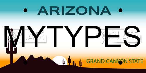 MYTYPES Arizona License Plate