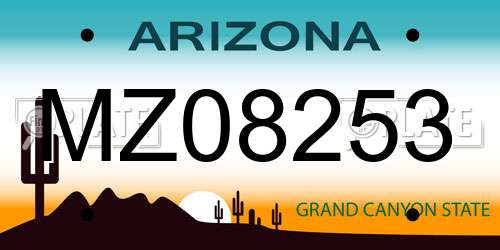 MZ08253 Arizona License Plate
