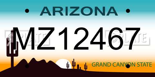 MZ12467 Arizona License Plate