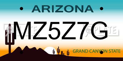 MZ5Z7G Arizona License Plate