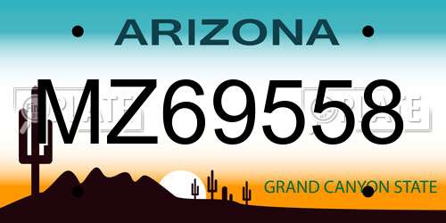 MZ69558 Arizona License Plate