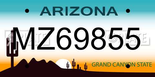 MZ69855 Arizona License Plate