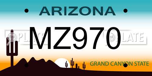 MZ970 Arizona License Plate
