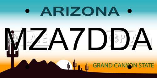 MZA7DDA Arizona License Plate