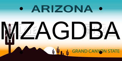 MZAGDBA Arizona License Plate