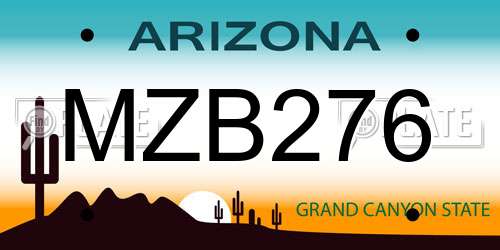 MZB276 Arizona License Plate