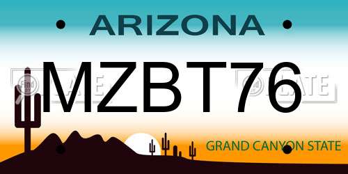 MZBT76 Arizona License Plate