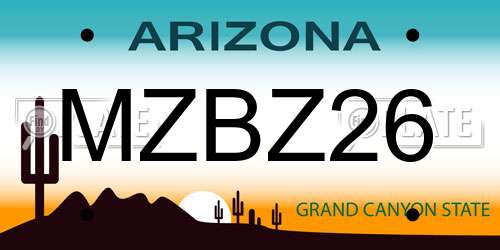 MZBZ26 Arizona License Plate