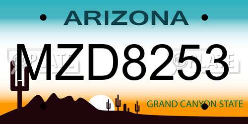 MZD8253 Arizona License Plate