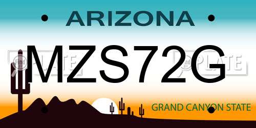 MZS72G Arizona License Plate