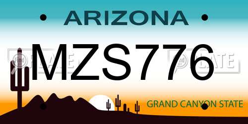 MZS776 Arizona License Plate