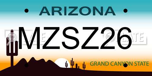 MZSZ26 Arizona License Plate