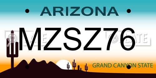MZSZ76 Arizona License Plate