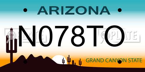 N078TO Arizona License Plate