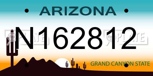 N162812 Arizona License Plate