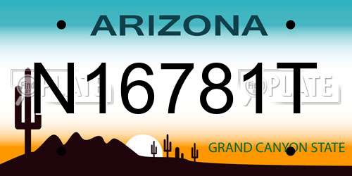 N16781T Arizona License Plate