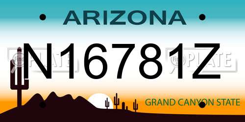 N16781Z Arizona License Plate