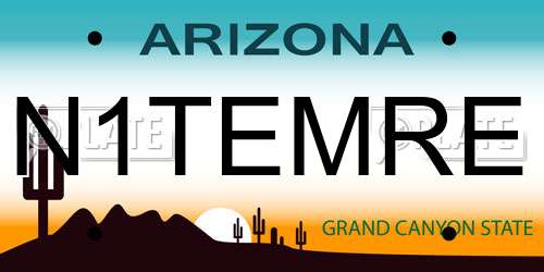 N1TEMRE Arizona License Plate