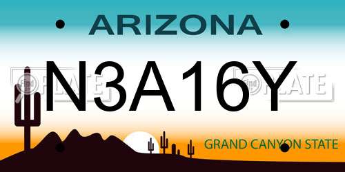 N3A16Y Arizona License Plate
