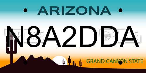 N8A2DDA Arizona License Plate