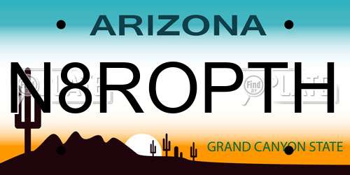 N8ROPTH Arizona License Plate