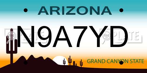 N9A7YD Arizona License Plate