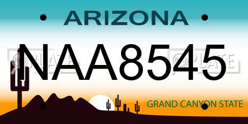 NAA8545 Arizona License Plate