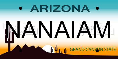 NANAIAM Arizona License Plate