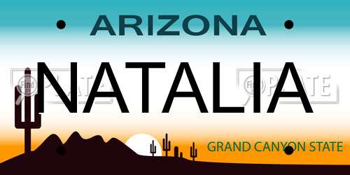 NATALIA Arizona License Plate
