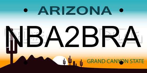 NBA2BRA Arizona License Plate