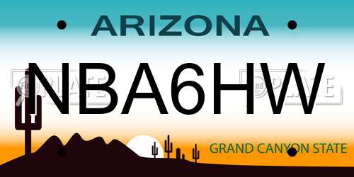 NBA6HW Arizona License Plate