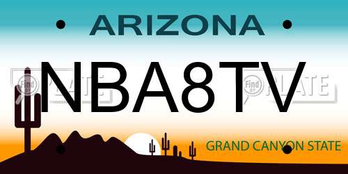 NBA8TV Arizona License Plate