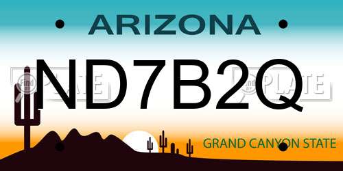 ND7B2Q Arizona License Plate
