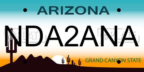 NDA2ANA Arizona License Plate