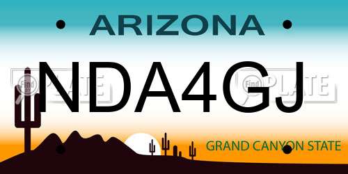 NDA4GJ Arizona License Plate