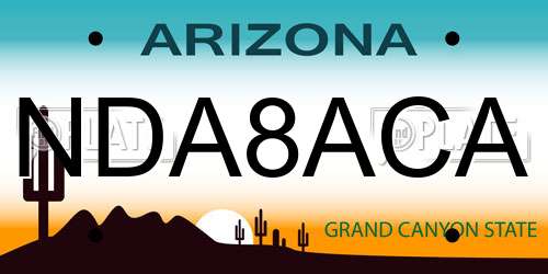 NDA8ACA Arizona License Plate