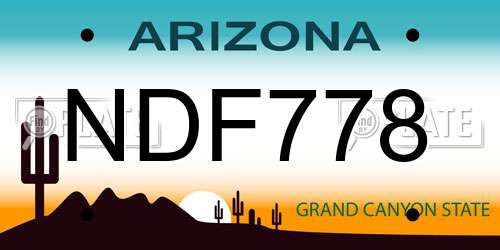 NDF778 Arizona License Plate
