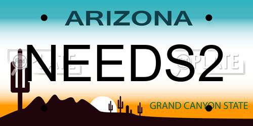 NEEDS2 Arizona License Plate