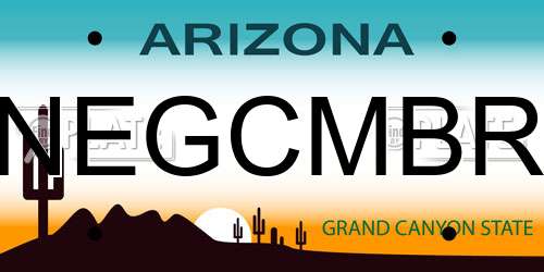 NEGCMBR Arizona License Plate