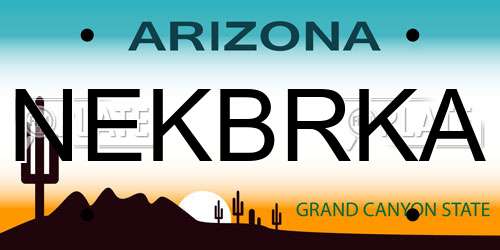 NEKBRKA Arizona License Plate
