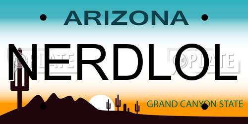 NERDLOL Arizona License Plate